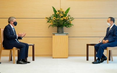 IOC President Thomas Bach meets Japanese Prime Minister Yoshihide Suga