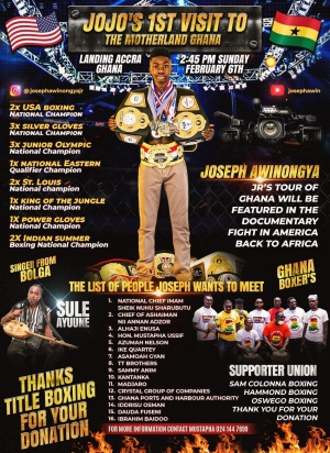 Joseph Awinongya Senior and Junior, the Rising Star will be in Ghana on Sunday, February 6th @2:45 PM