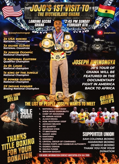 Joseph Awinongya Senior and Junior, the Rising Star will be in Ghana on Sunday, February 6th @2:45 PM