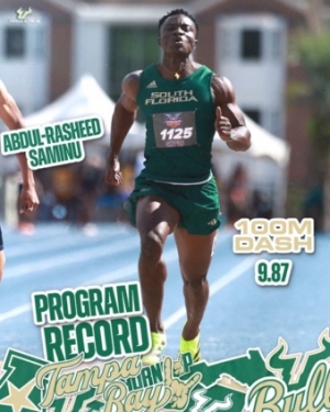 Abdul-Rasheed Saminu wins 100m in wind assisted 9.87 seconds