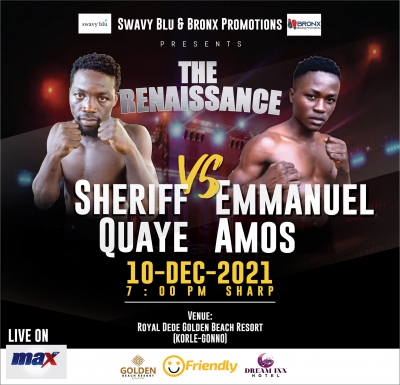Sherif Quaye (Ghana) vrs Emmanuel Amos (Tanzanian) For WBO African Lightweight Championship