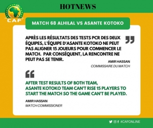 CAF declares Al Hilal winners of the game against Kotoko