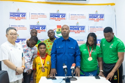 Para Athletes Present Medals To NPC President Samson Deen
