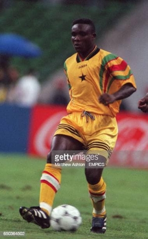 Ghana's U-17 World Cup winner Christian Attah Gyan passes on