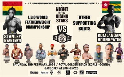&lsquo;Night of Rising Stars&rsquo; Boxing Show At Golden Beach Korle Gonno: Ghana&rsquo;s Nyantekyi Versus Togo&rsquo;s Hounkpatin