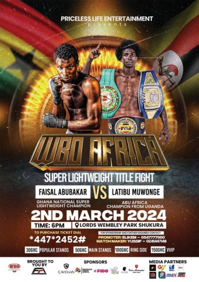Faisal Abubakar Faces Ugandan Latibu Muwonge For Wbo Africa Super Lightweight Title