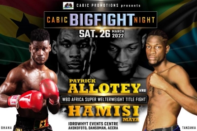 Patrick Allotey to face Hamisi Maya for the WBO Africa Super Welter Title on March 26, 2022