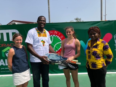 16 year old tennis player Lara from the UK  donates  rackets to support young people in Ghana