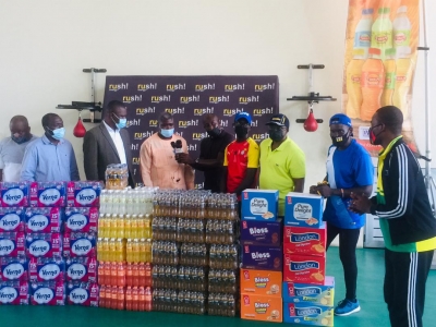 Twellium presents assorted products to Team Ghana