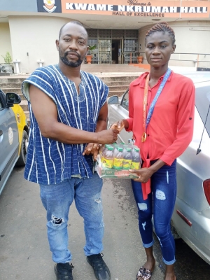Sports Philanthropist Dr Caesar Congratulates High Jump Champion Rose Amoanimaa Yeboah