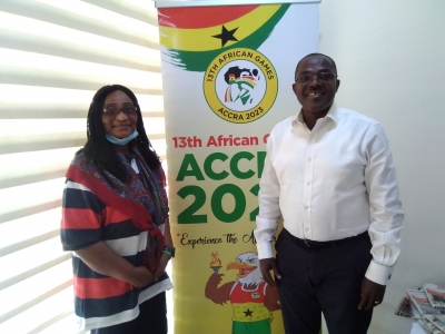 President of WISA Madam Gloria Commodore visits office of the LOC for the 2023 African Games